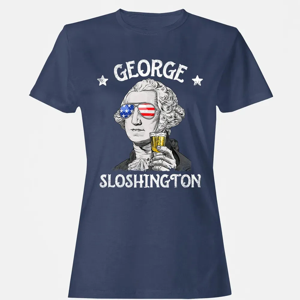 George Sloshington Washington 4th of July Men Funny American Women's T-shirt - 10