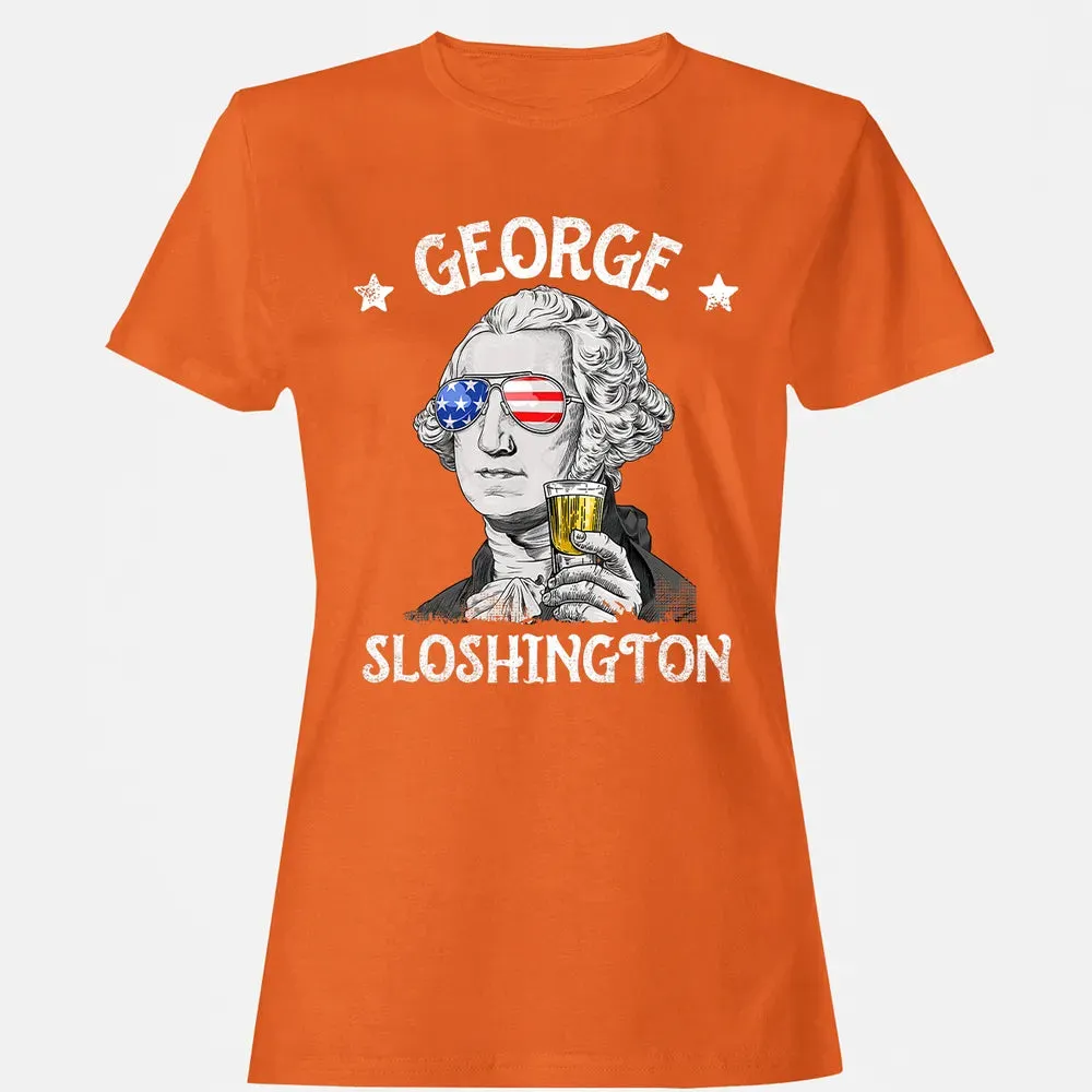 George Sloshington Washington 4th of July Men Funny American Women's T-shirt - 11