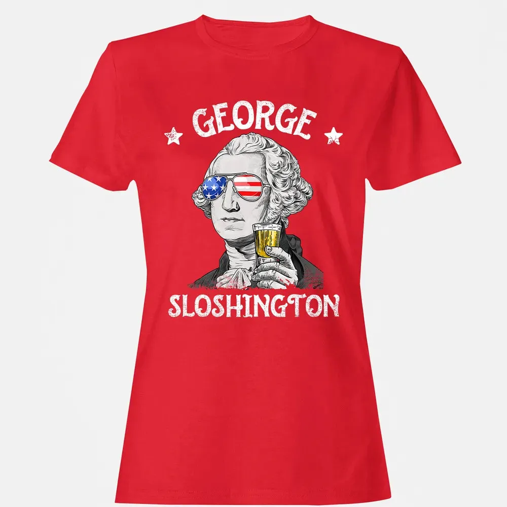 George Sloshington Washington 4th of July Men Funny American Women's T-shirt - 13