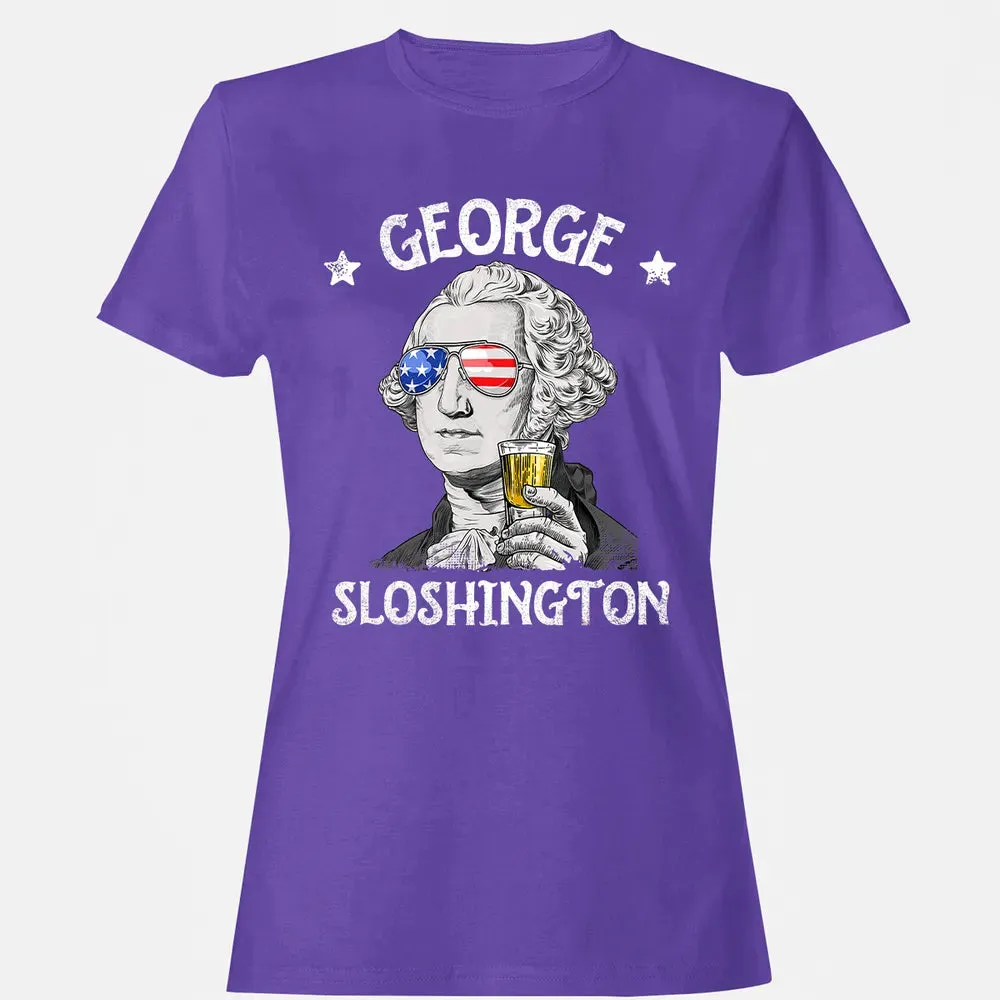 George Sloshington Washington 4th of July Men Funny American Women's T-shirt - 12