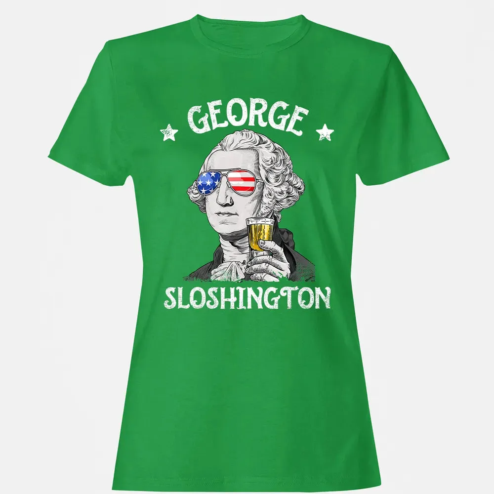 George Sloshington Washington 4th of July Men Funny American Women's T-shirt - 7