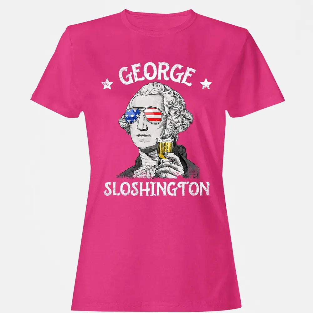 George Sloshington Washington 4th of July Men Funny American Women's T-shirt - 6