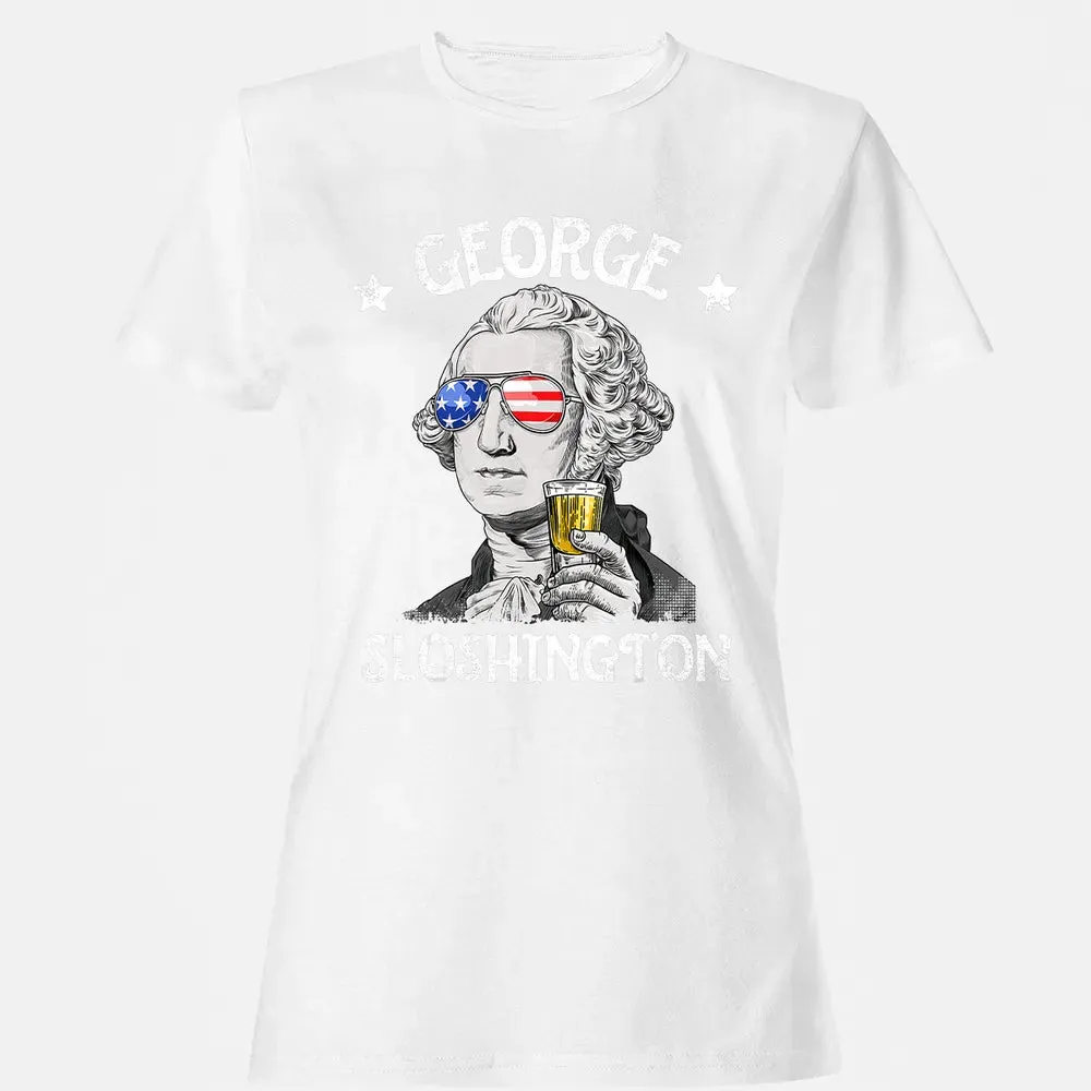 George Sloshington Washington 4th of July Men Funny American Women's T-shirt - 16