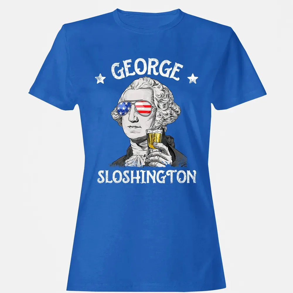 George Sloshington Washington 4th of July Men Funny American Women's T-shirt - 14