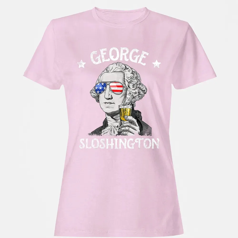 George Sloshington Washington 4th of July Men Funny American Women's T-shirt - 9