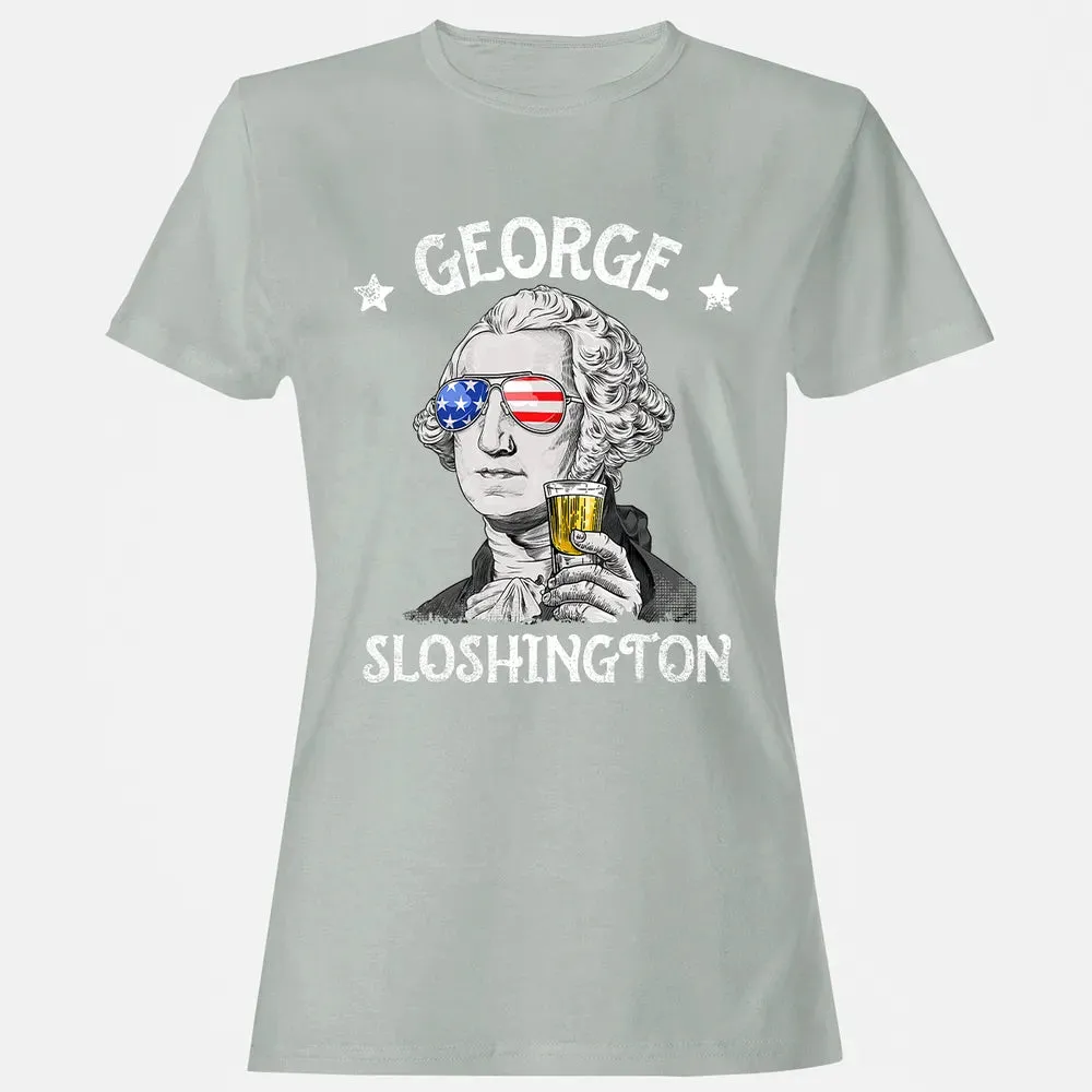 George Sloshington Washington 4th of July Men Funny American Women's T-shirt - 2