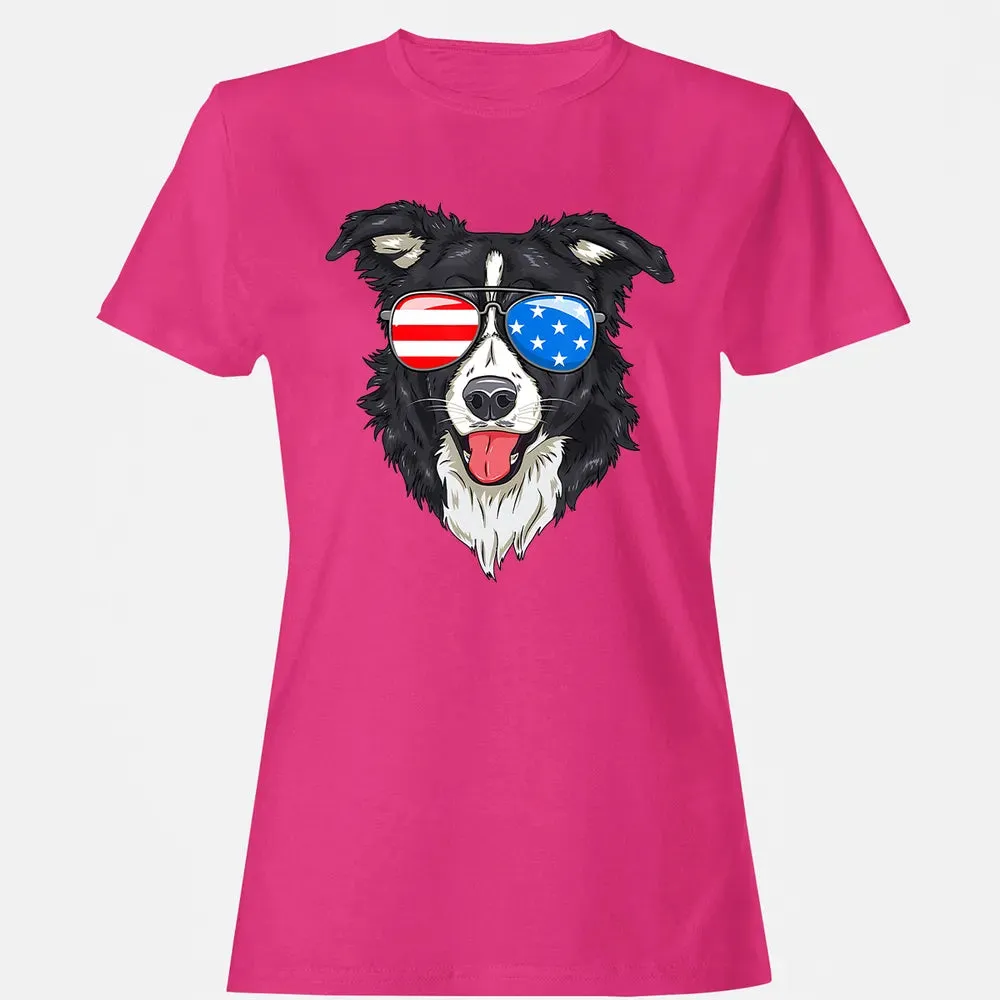 Border Collie Lover Patriotic Dog 4th of July American Gift Women's T-shirt - 6