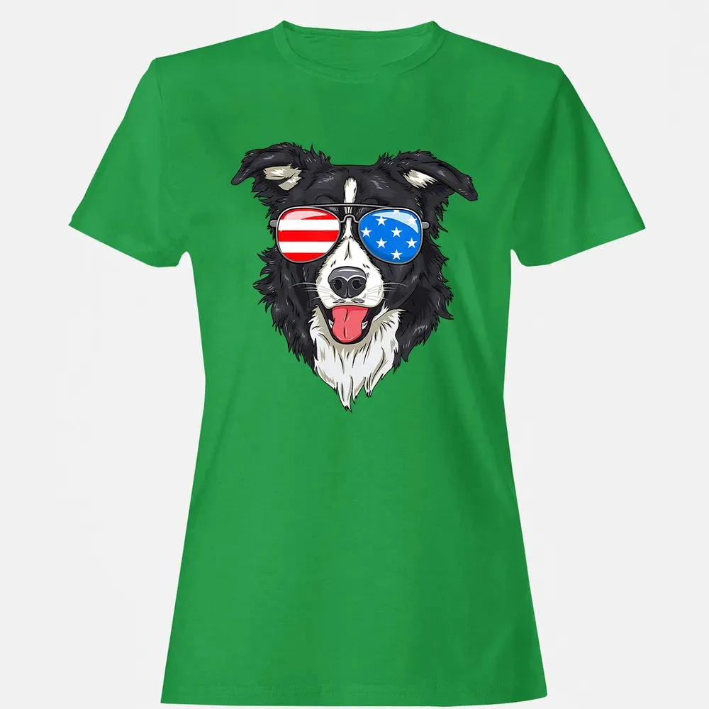 Border Collie Lover Patriotic Dog 4th of July American Gift Women's T-shirt - 7