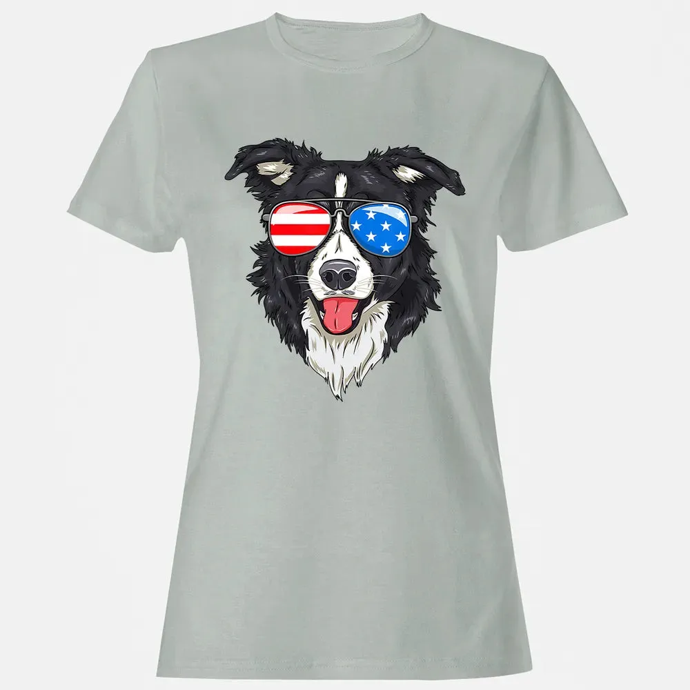 Border Collie Lover Patriotic Dog 4th of July American Gift Women's T-shirt - 2
