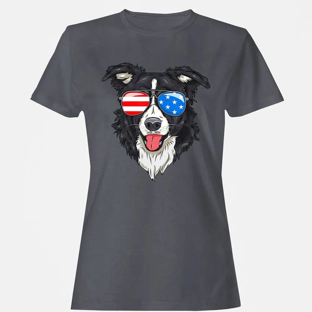 Border Collie Lover Patriotic Dog 4th of July American Gift Women's T-shirt - 5