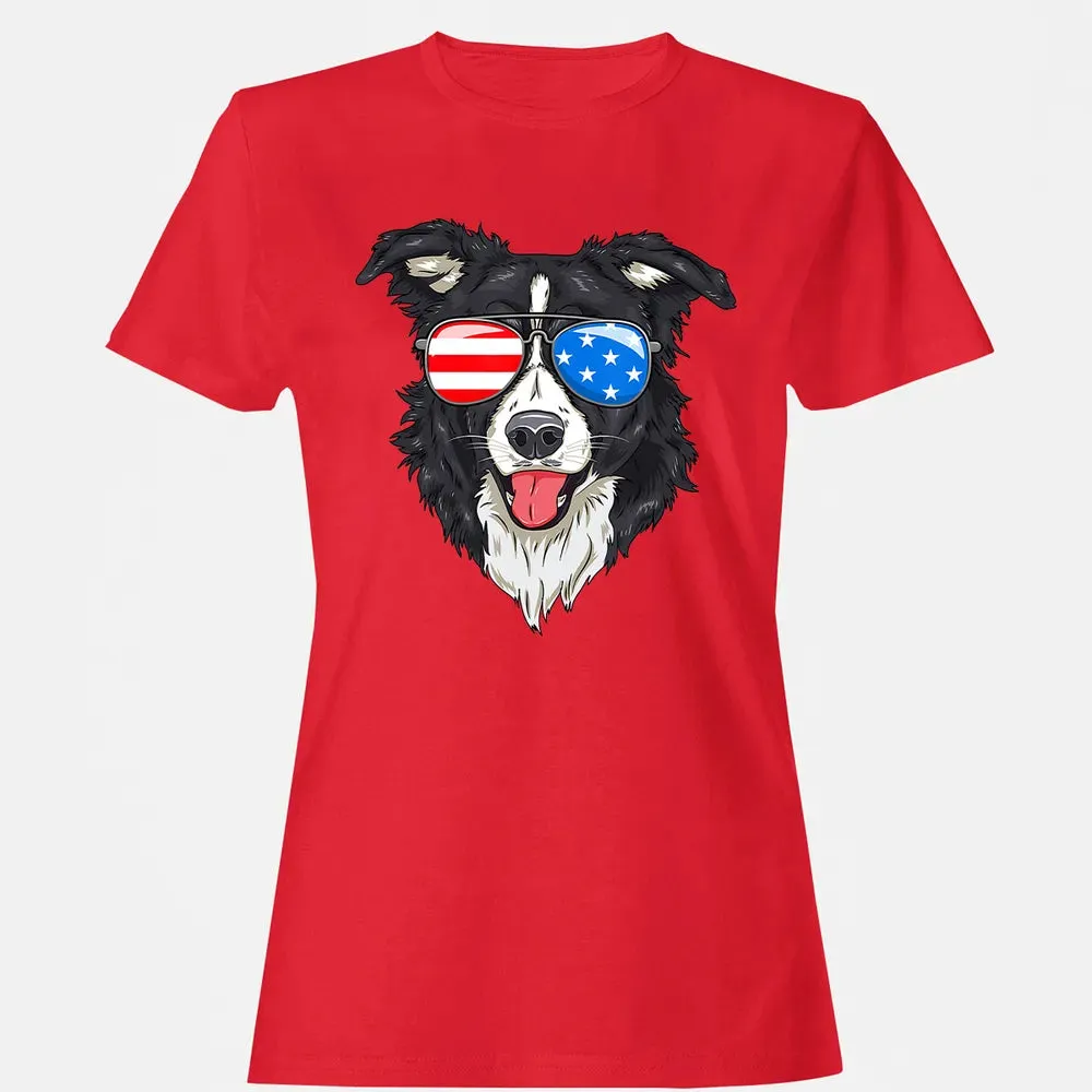 Border Collie Lover Patriotic Dog 4th of July American Gift Women's T-shirt - 13
