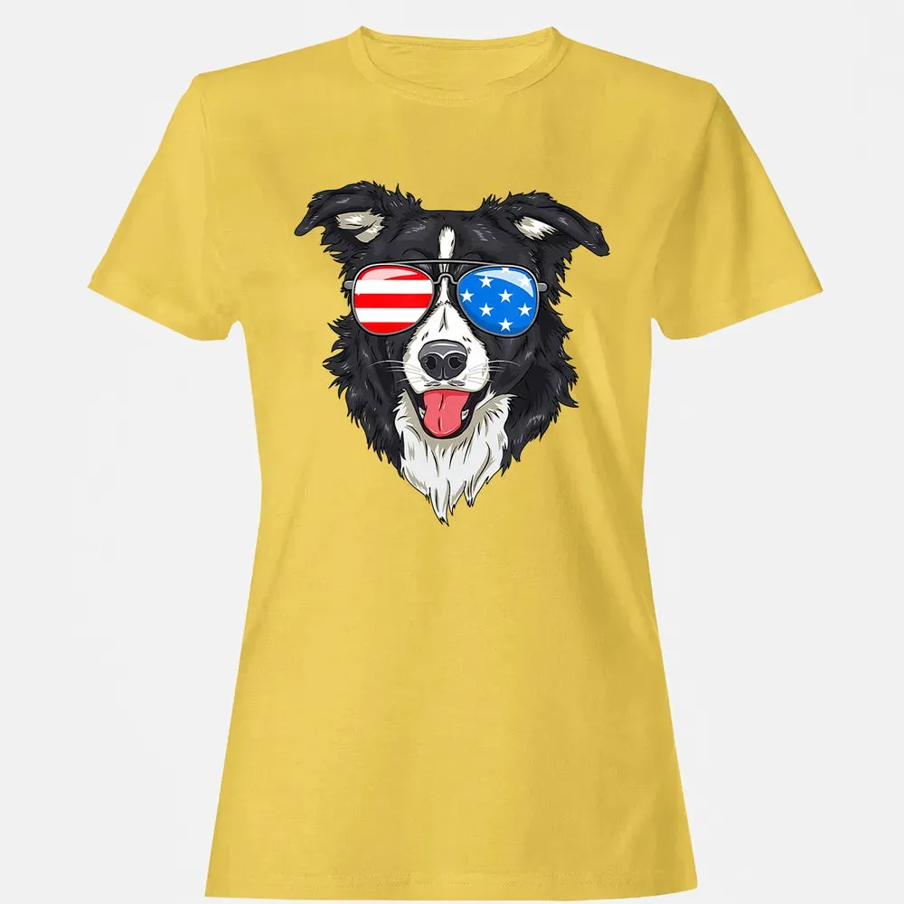 Border Collie Lover Patriotic Dog 4th of July American Gift Women's T-shirt - 4