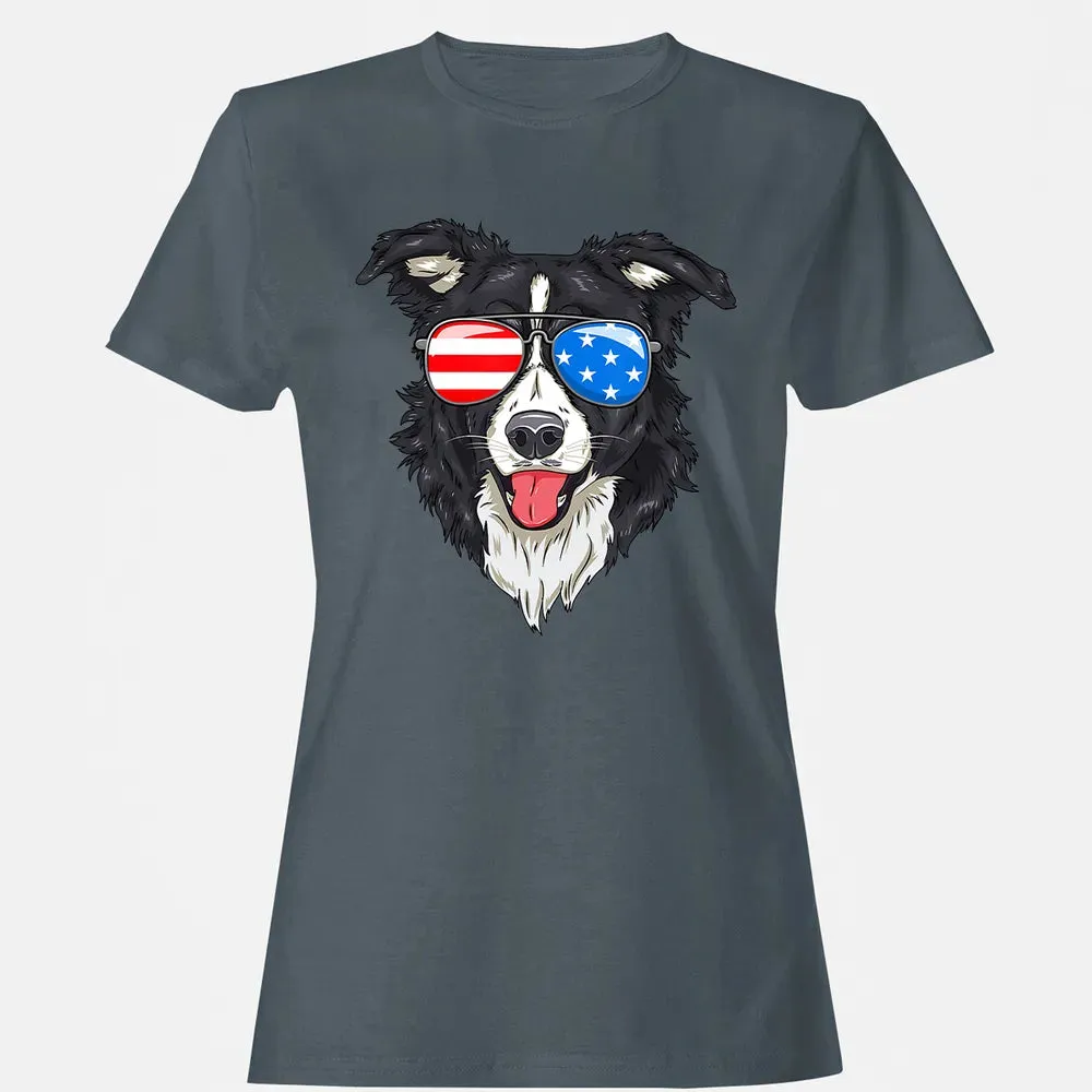 Border Collie Lover Patriotic Dog 4th of July American Gift Women's T-shirt - 3