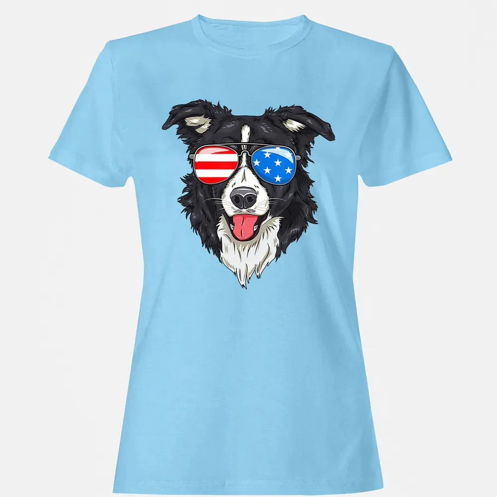 Border Collie Lover Patriotic Dog 4th of July American Gift Women's T-shirt - 8