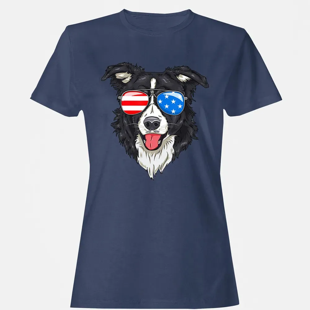 Border Collie Lover Patriotic Dog 4th of July American Gift Women's T-shirt - 10