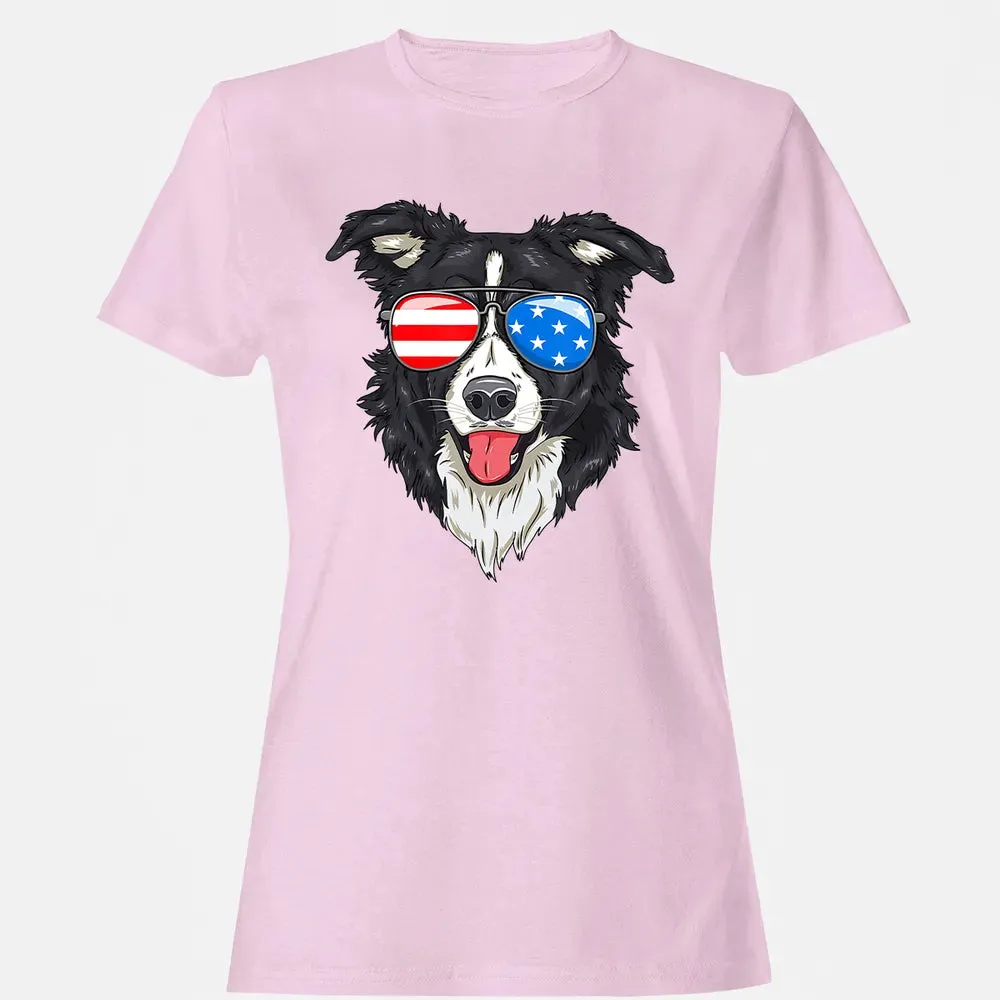 Border Collie Lover Patriotic Dog 4th of July American Gift Women's T-shirt - 9