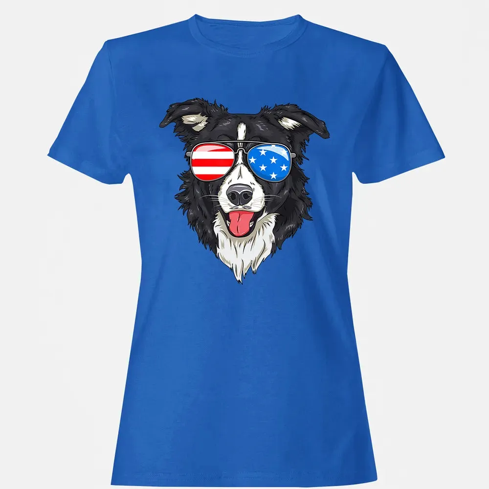 Border Collie Lover Patriotic Dog 4th of July American Gift Women's T-shirt - 14