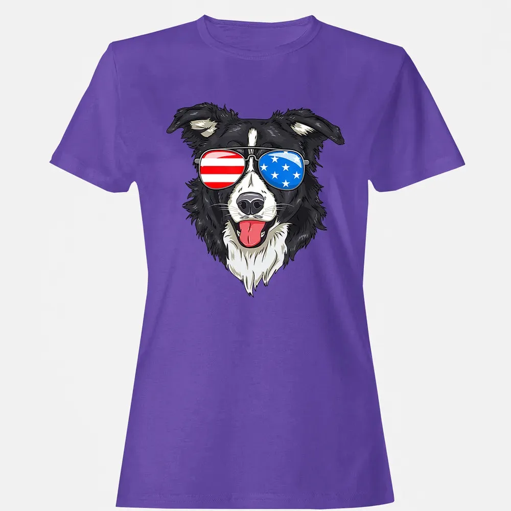 Border Collie Lover Patriotic Dog 4th of July American Gift Women's T-shirt - 12