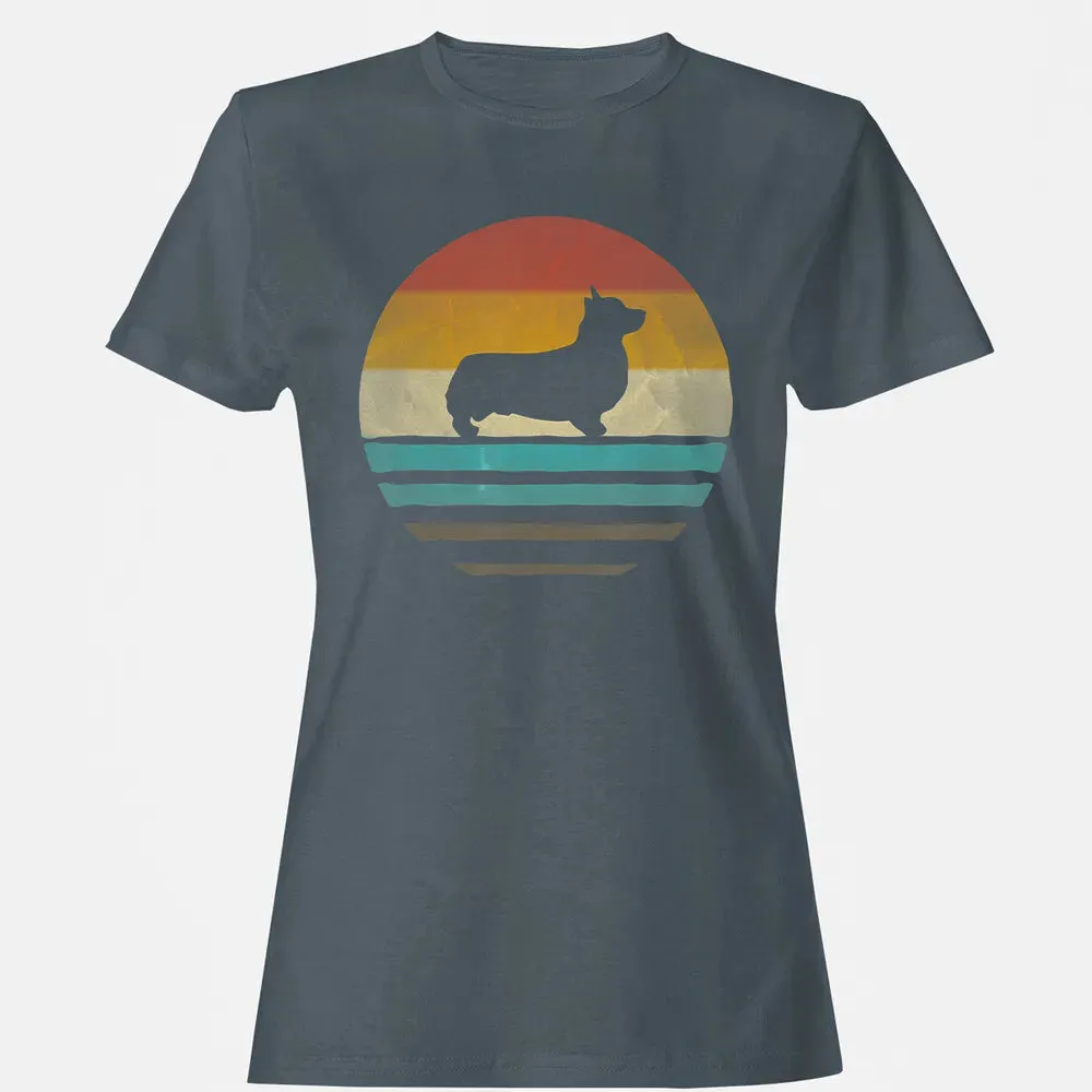 Corgi Dog Retro Vintage 60s 70s Silhouette Breed Funny Gift Women's T-shirt - 3