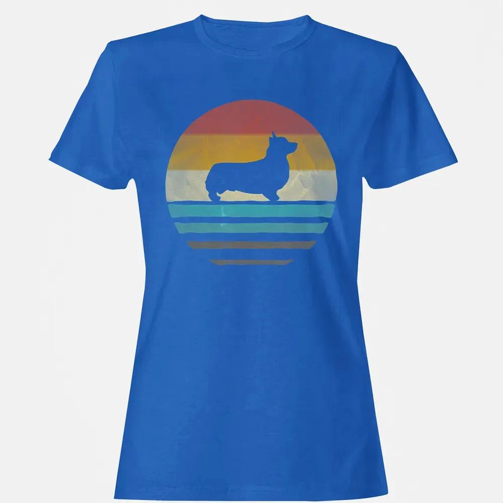 Corgi Dog Retro Vintage 60s 70s Silhouette Breed Funny Gift Women's T-shirt - 14