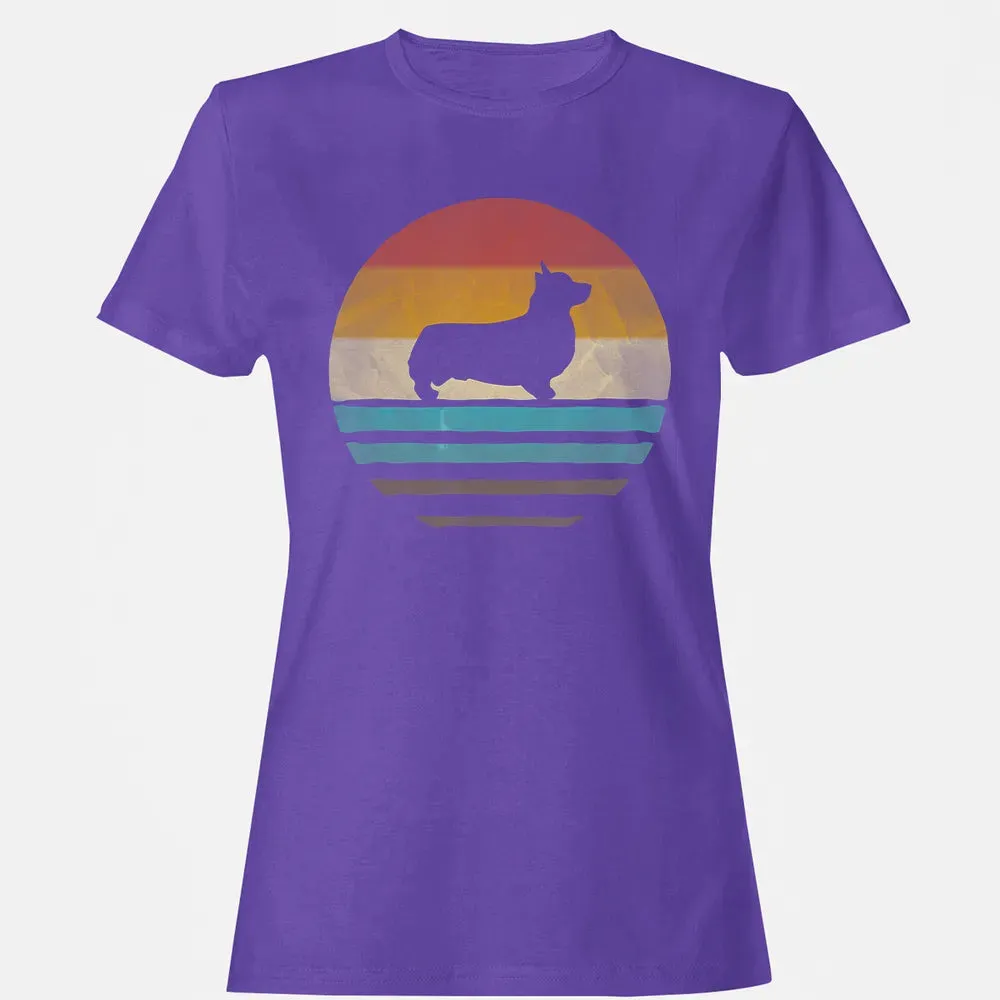 Corgi Dog Retro Vintage 60s 70s Silhouette Breed Funny Gift Women's T-shirt - 12