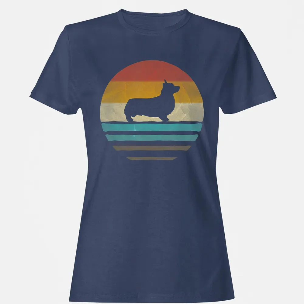 Corgi Dog Retro Vintage 60s 70s Silhouette Breed Funny Gift Women's T-shirt - 10