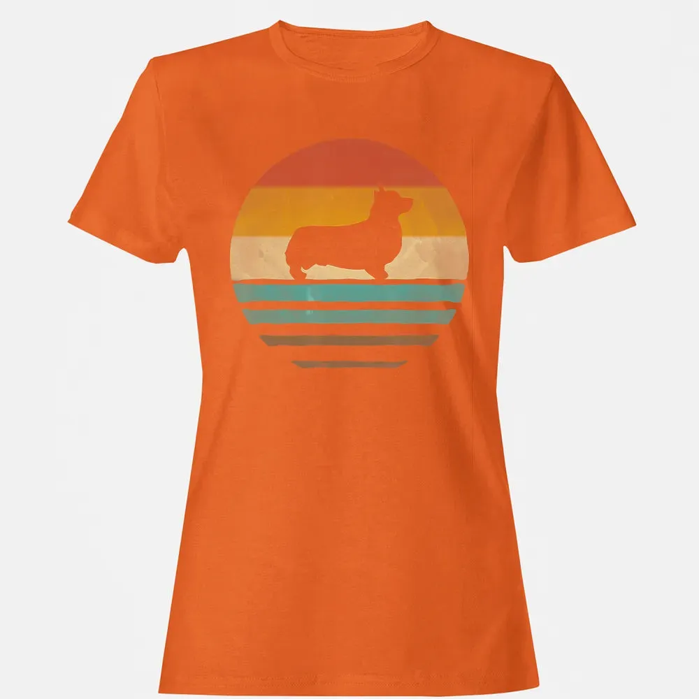 Corgi Dog Retro Vintage 60s 70s Silhouette Breed Funny Gift Women's T-shirt - 11