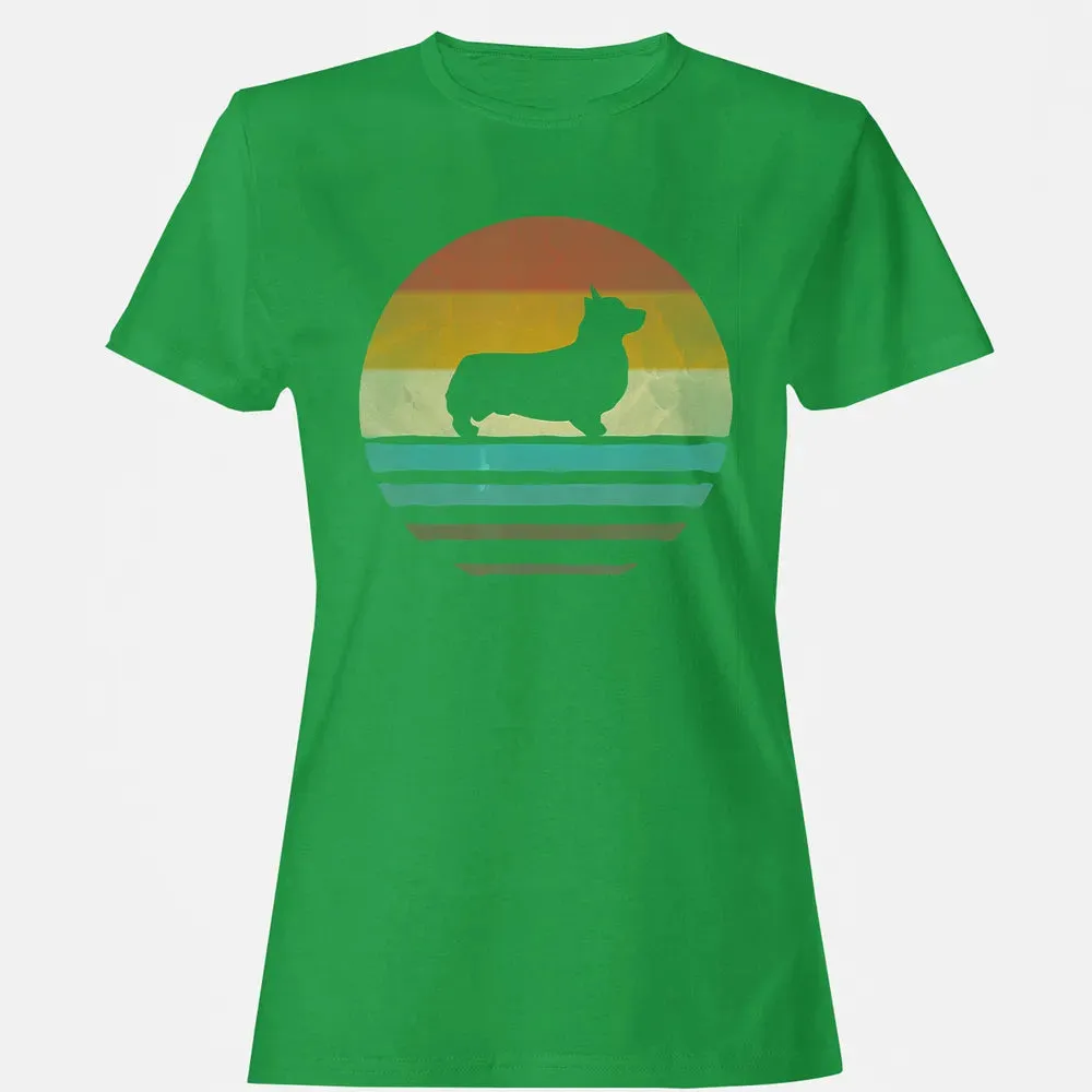 Corgi Dog Retro Vintage 60s 70s Silhouette Breed Funny Gift Women's T-shirt - 7