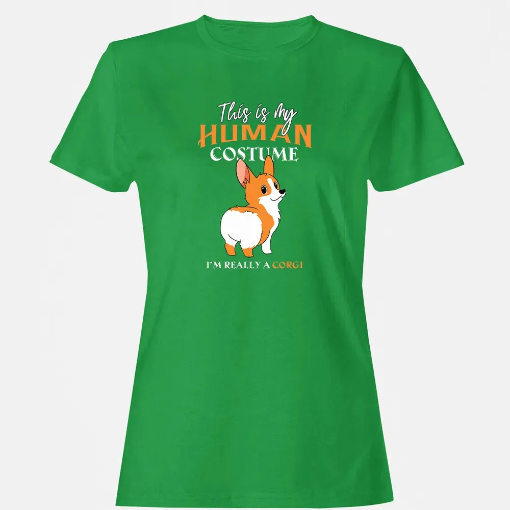 This Is My Human Costume I'm Really A Corgi Funny Halloween Women's T-shirt - 7
