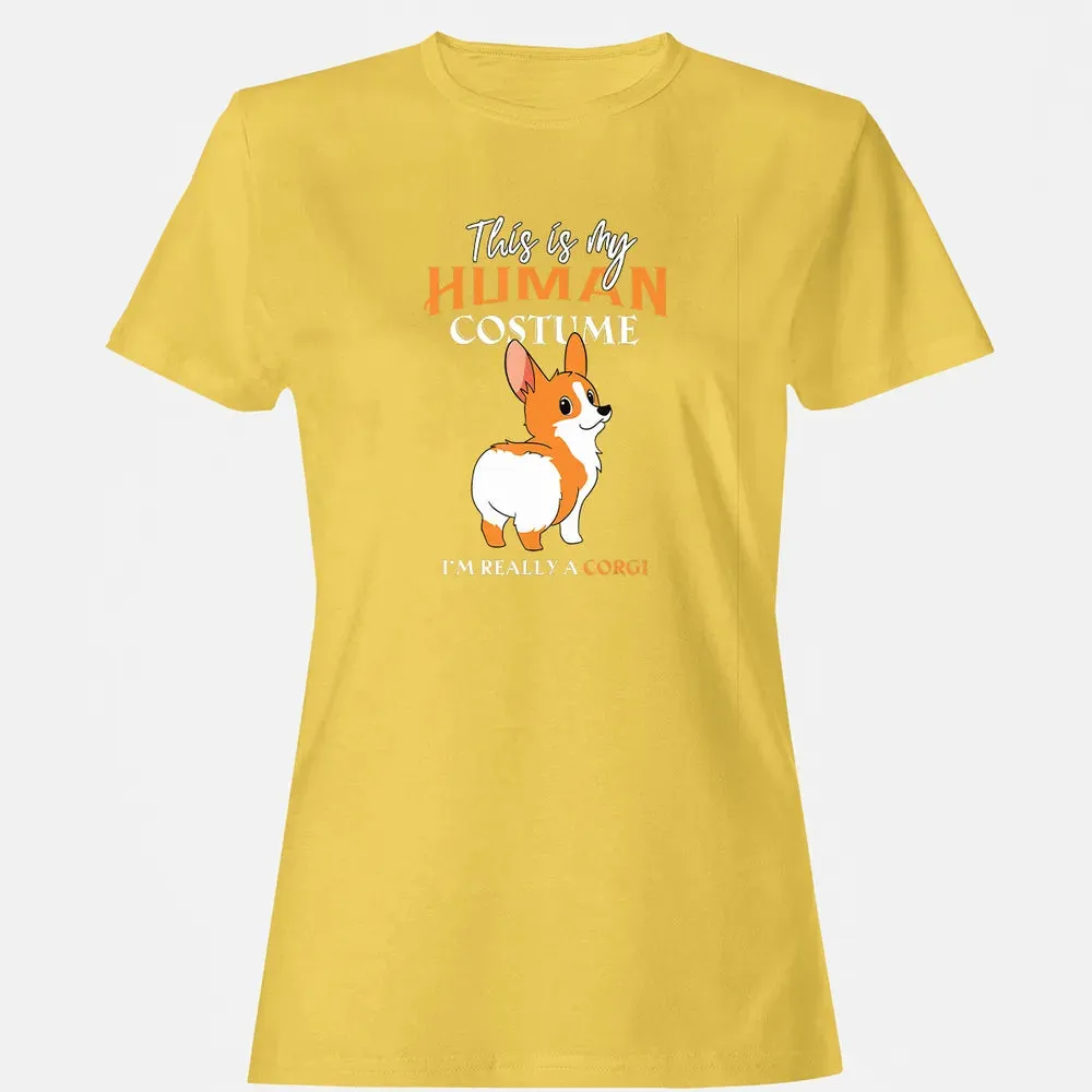 This Is My Human Costume I'm Really A Corgi Funny Halloween Women's T-shirt - 4