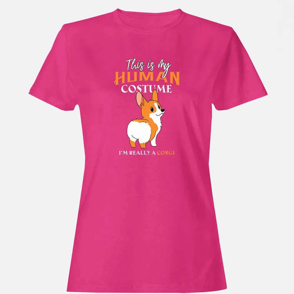 This Is My Human Costume I'm Really A Corgi Funny Halloween Women's T-shirt - 6