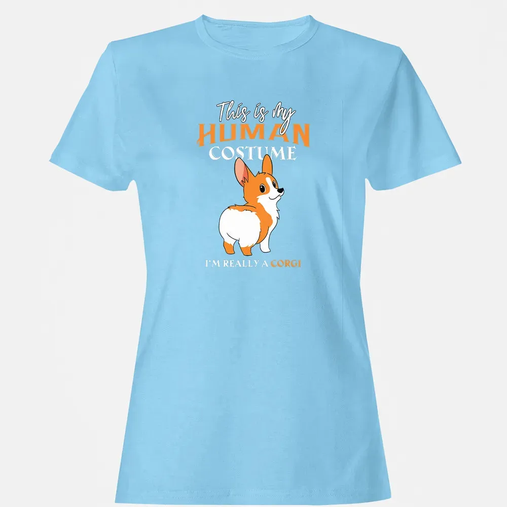 This Is My Human Costume I'm Really A Corgi Funny Halloween Women's T-shirt - 8