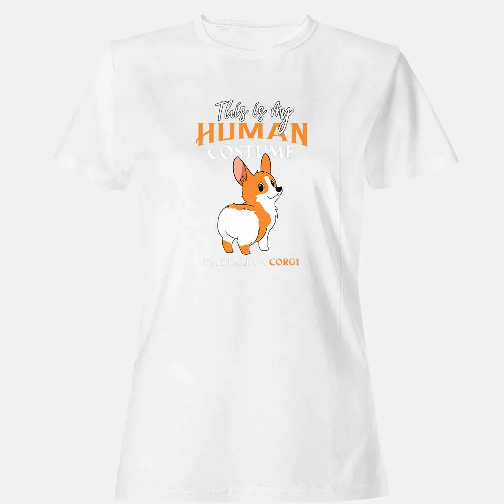 This Is My Human Costume I'm Really A Corgi Funny Halloween Women's T-shirt - 16