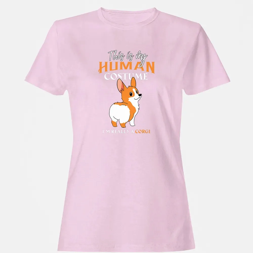 This Is My Human Costume I'm Really A Corgi Funny Halloween Women's T-shirt - 9