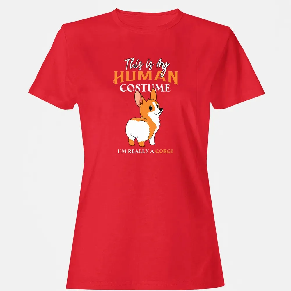 This Is My Human Costume I'm Really A Corgi Funny Halloween Women's T-shirt - 13