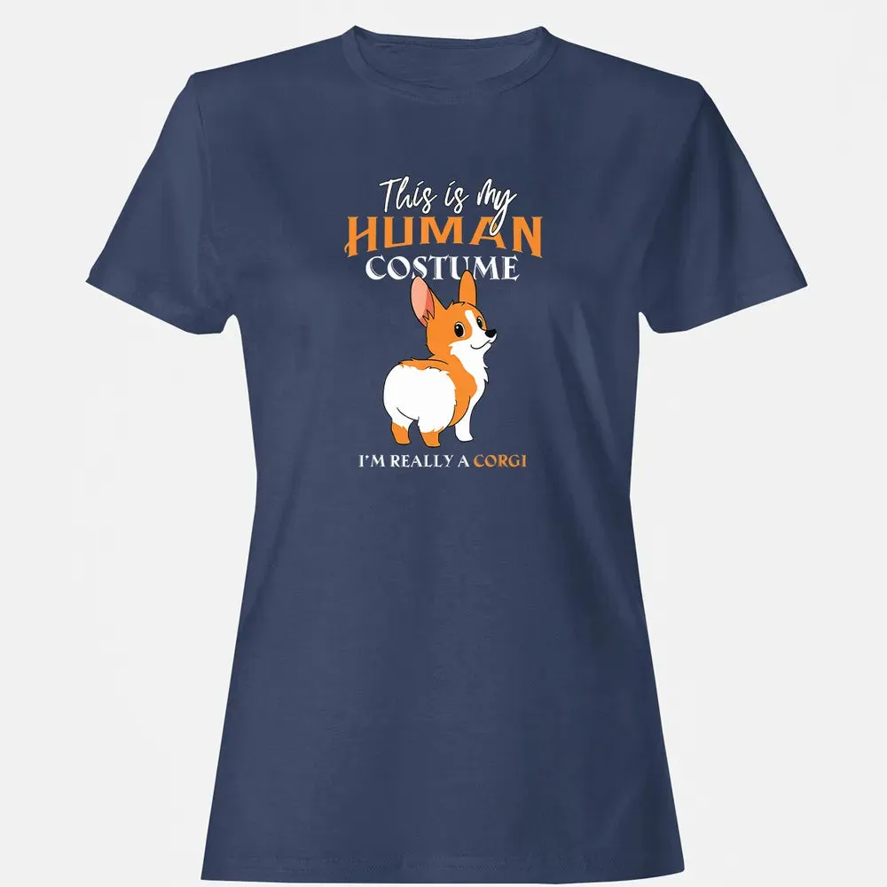 This Is My Human Costume I'm Really A Corgi Funny Halloween Women's T-shirt - 10
