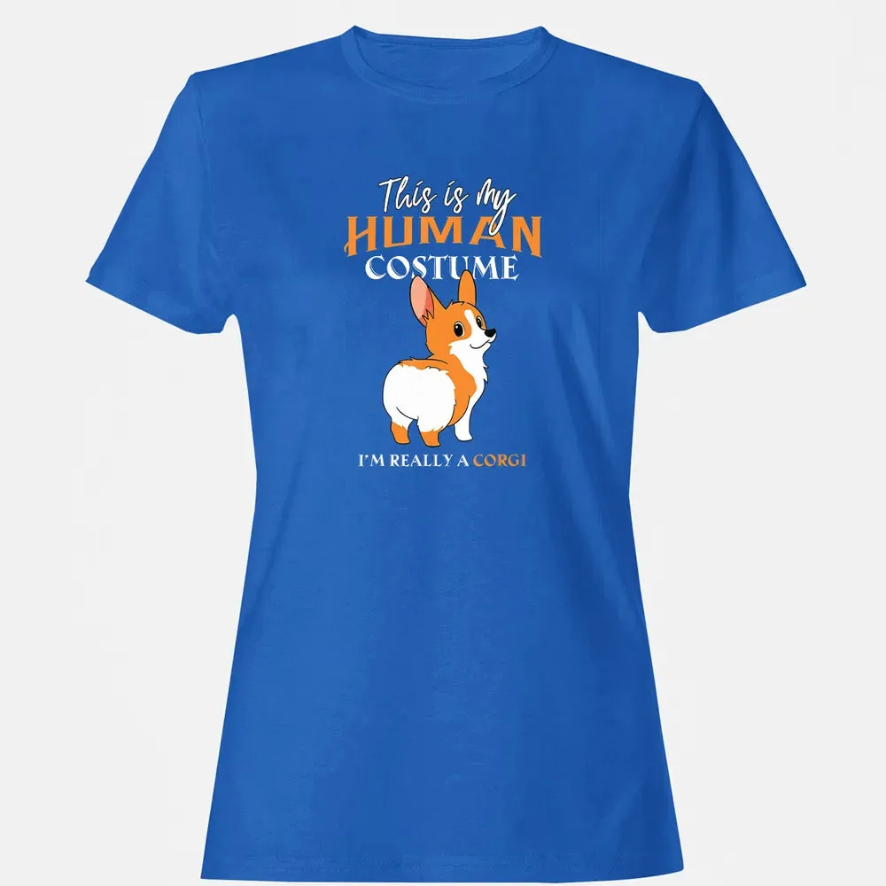 This Is My Human Costume I'm Really A Corgi Funny Halloween Women's T-shirt - 14