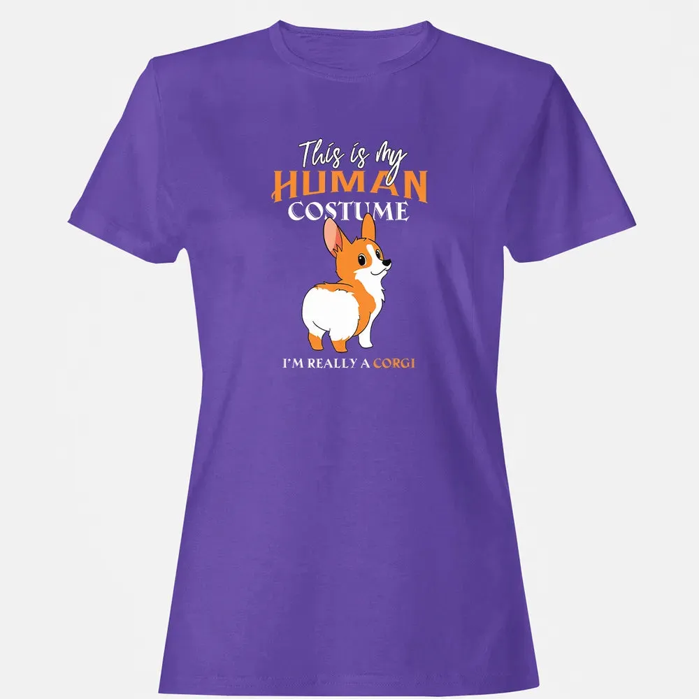 This Is My Human Costume I'm Really A Corgi Funny Halloween Women's T-shirt - 12