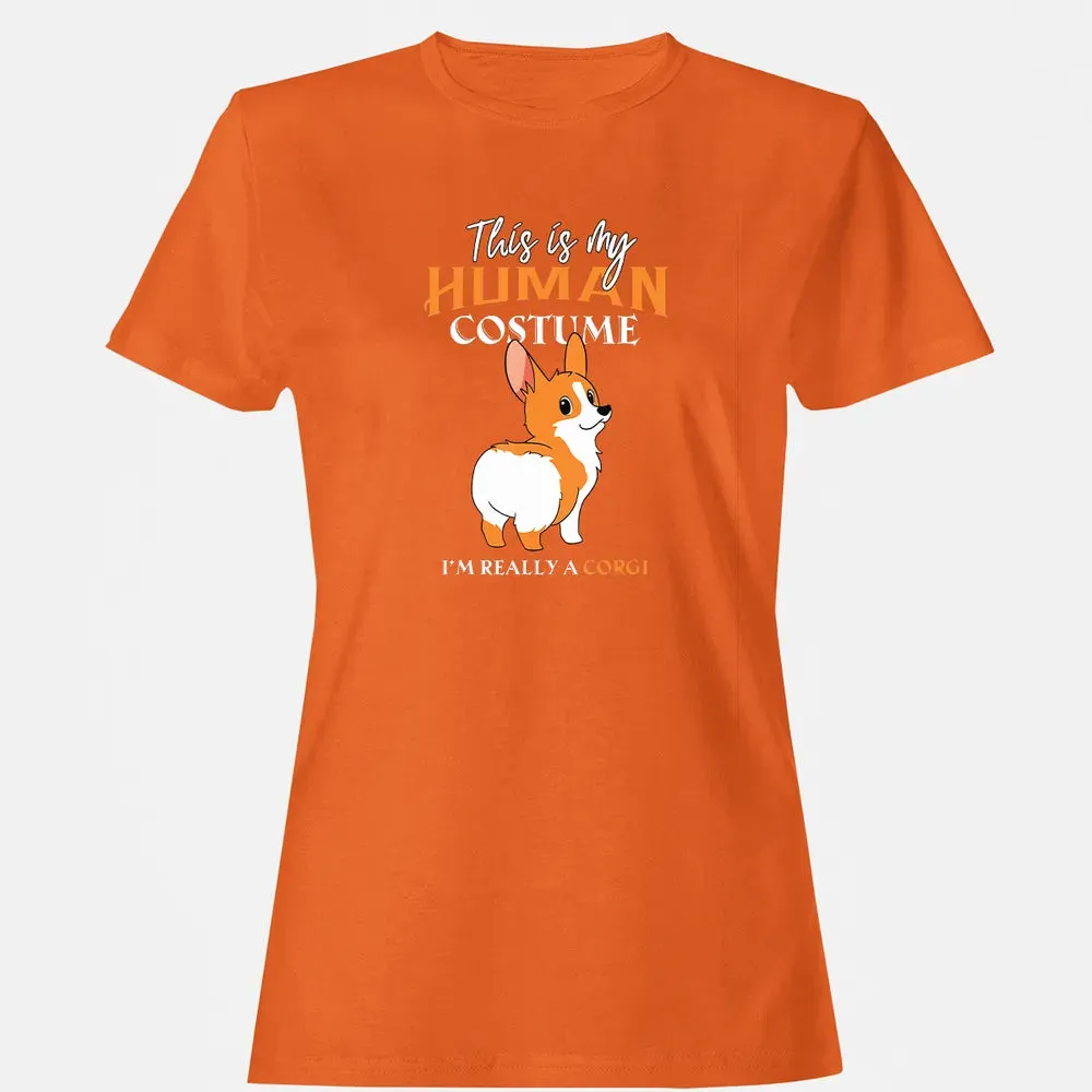 This Is My Human Costume I'm Really A Corgi Funny Halloween Women's T-shirt - 11