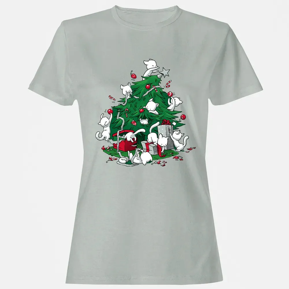 Cat and Christmas Tree Women's T-shirt - 2