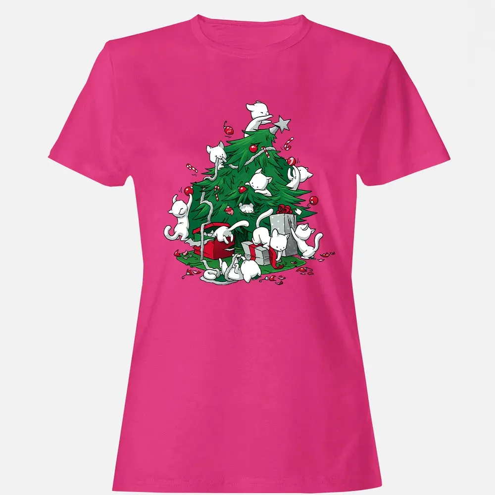 Cat and Christmas Tree Women's T-shirt - 6