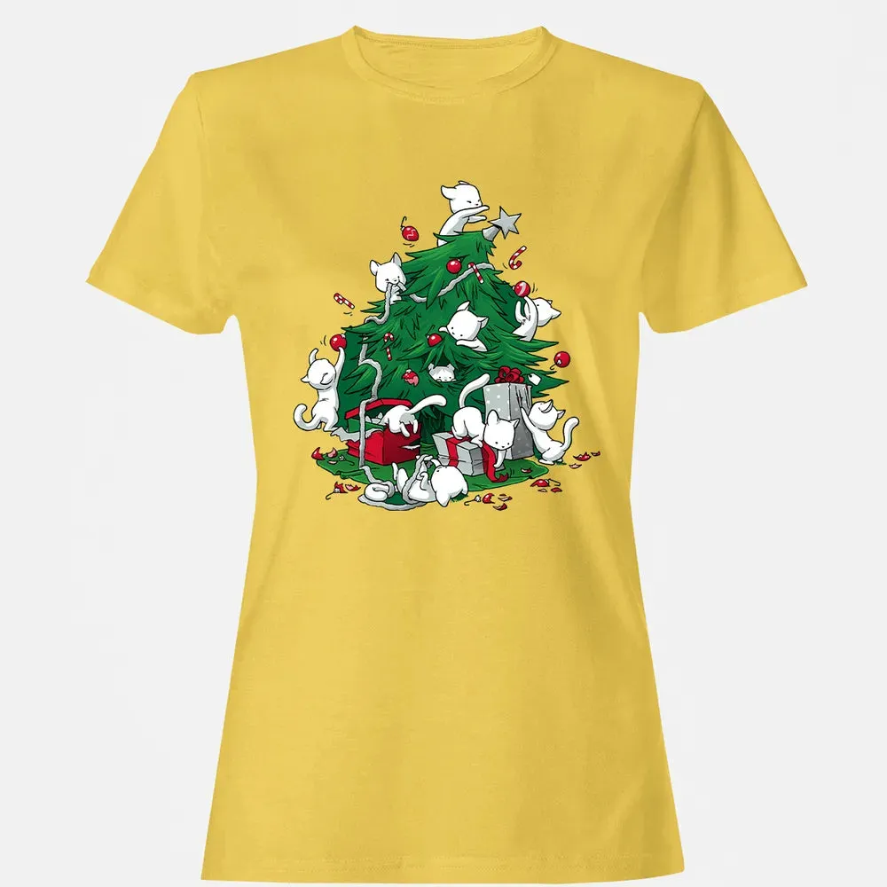Cat and Christmas Tree Women's T-shirt - 4
