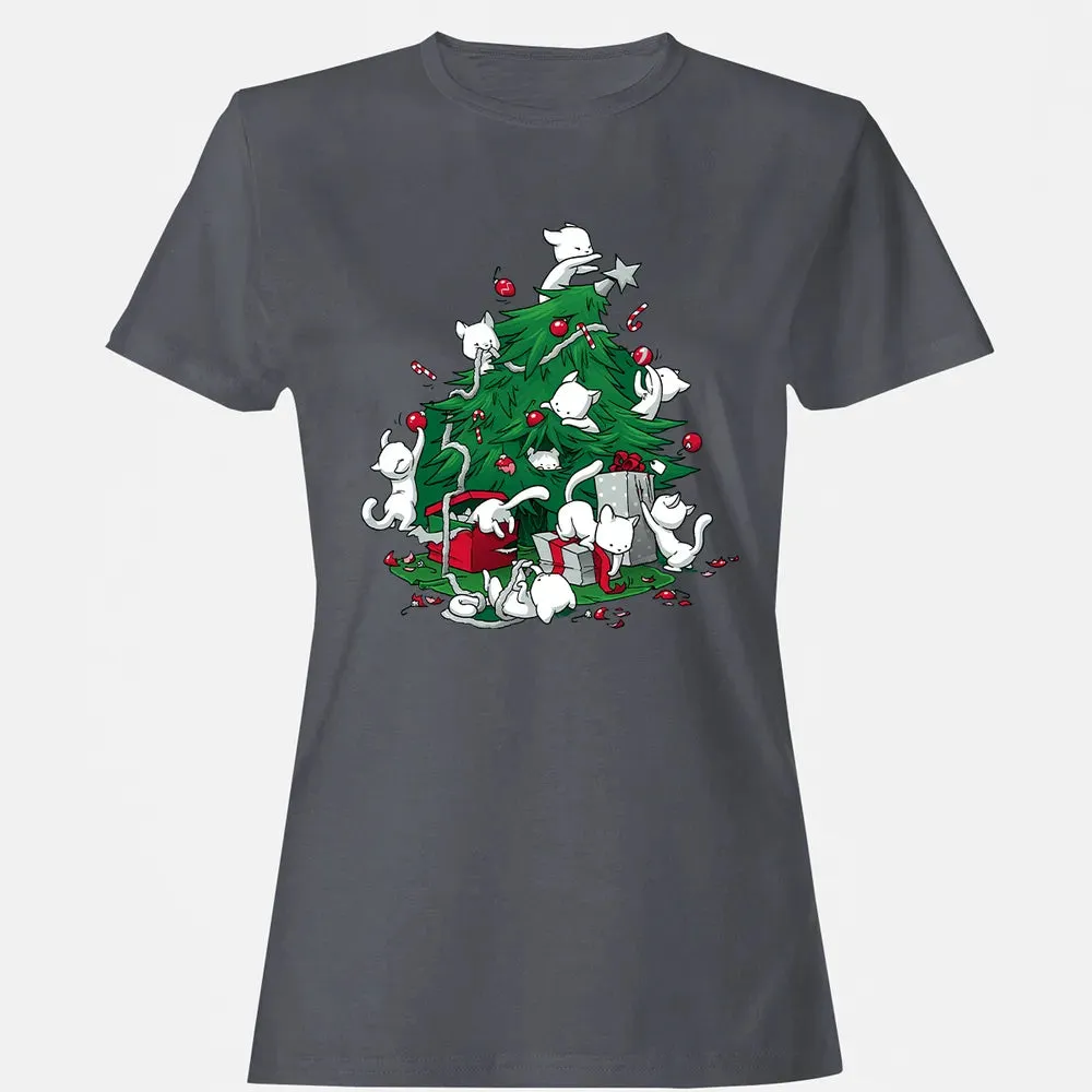 Cat and Christmas Tree Women's T-shirt - 5