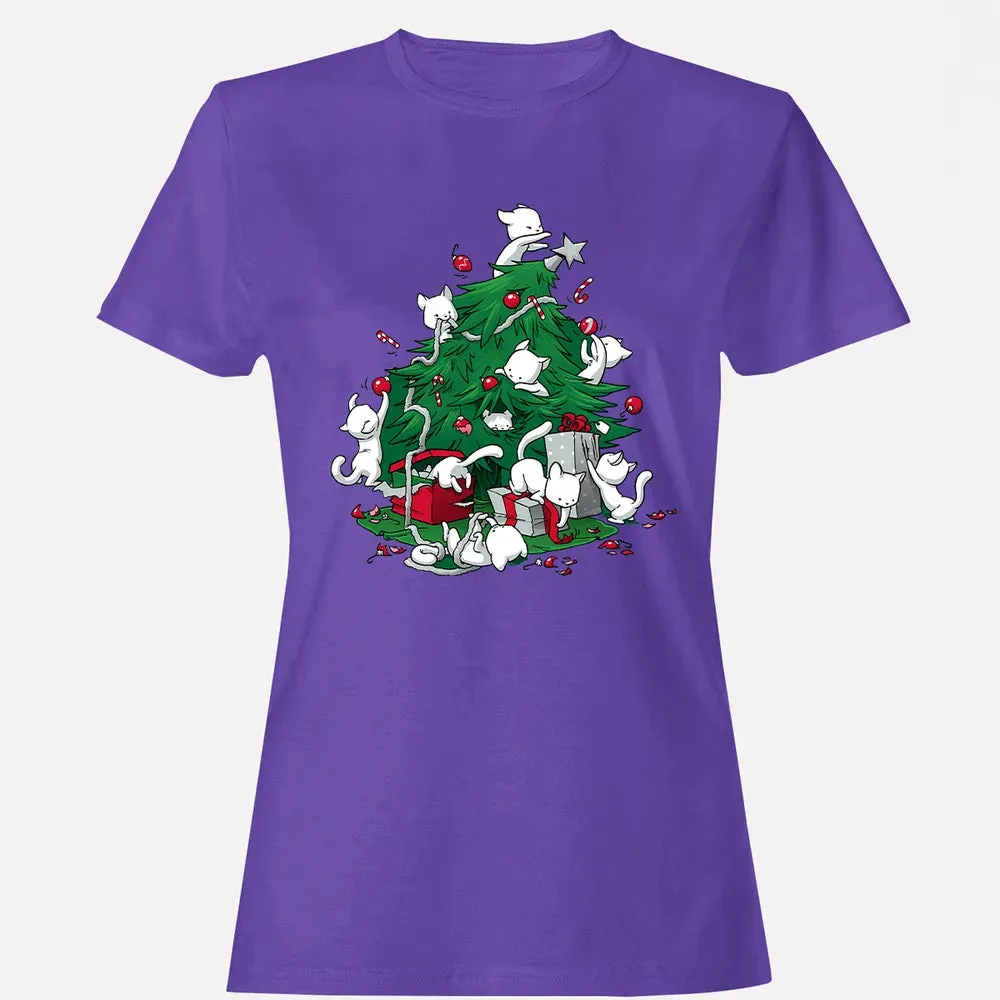 Cat and Christmas Tree Women's T-shirt - 12