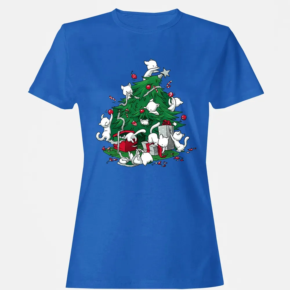 Cat and Christmas Tree Women's T-shirt - 14