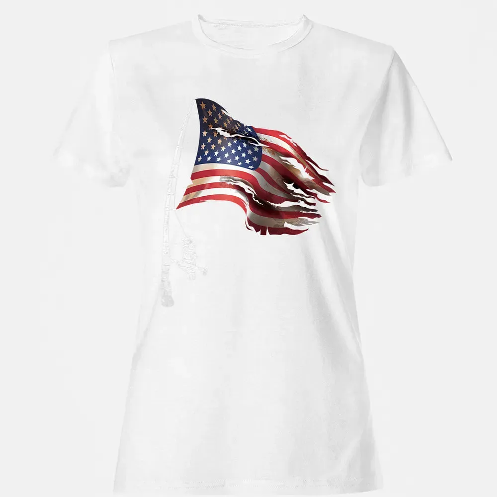 Fishing American Flag Fisherman Patriotic day 4th of July Women's T-shirt - 16
