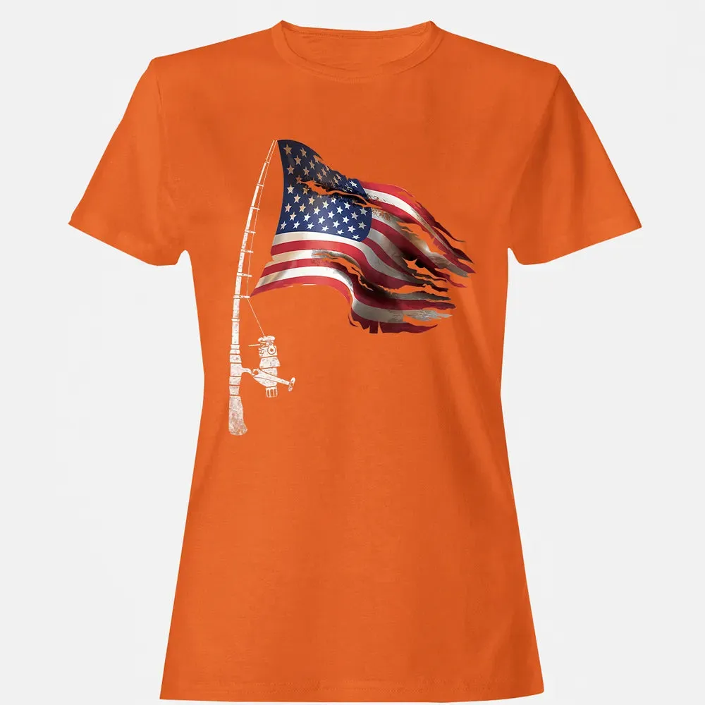 Fishing American Flag Fisherman Patriotic day 4th of July Women's T-shirt - 11
