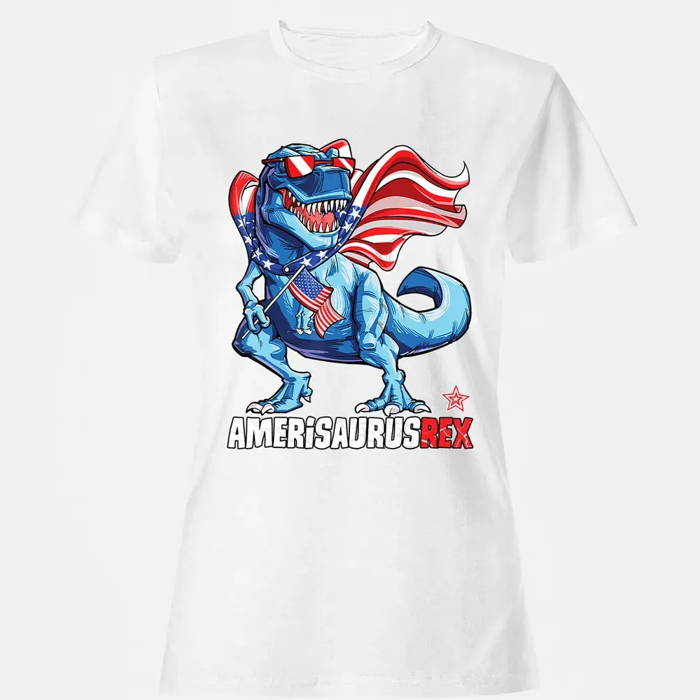 Dinosaur 4th of July  Kids Boys Men Amerisaurus T Rex Women's T-shirt - 16