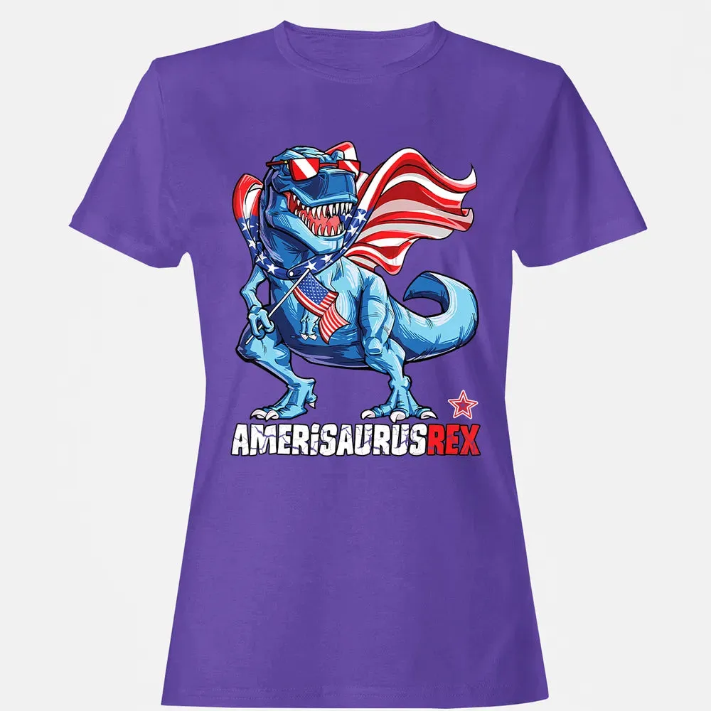 Dinosaur 4th of July  Kids Boys Men Amerisaurus T Rex Women's T-shirt - 12