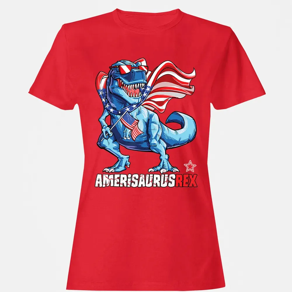 Dinosaur 4th of July  Kids Boys Men Amerisaurus T Rex Women's T-shirt - 13